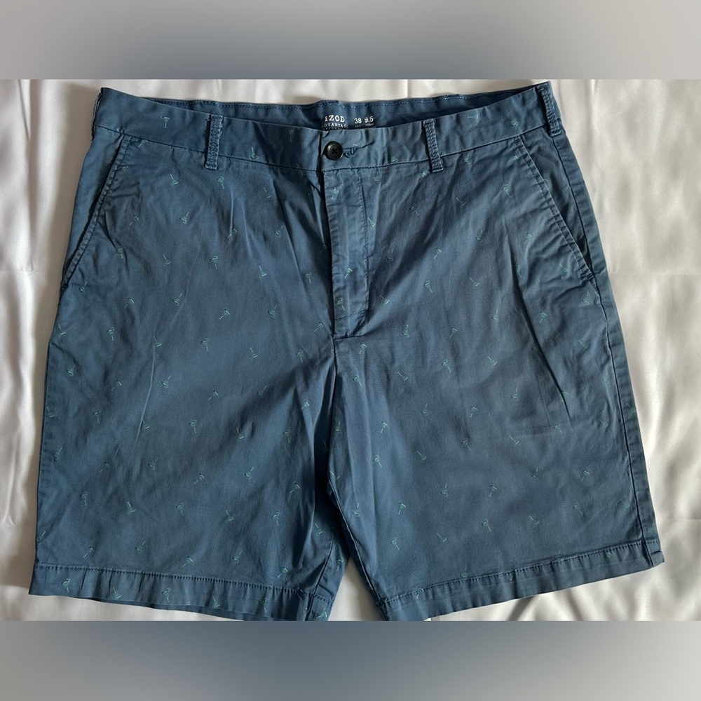 Men's Izod Blue Shorts with Margarita Glasses Pattern Size 38